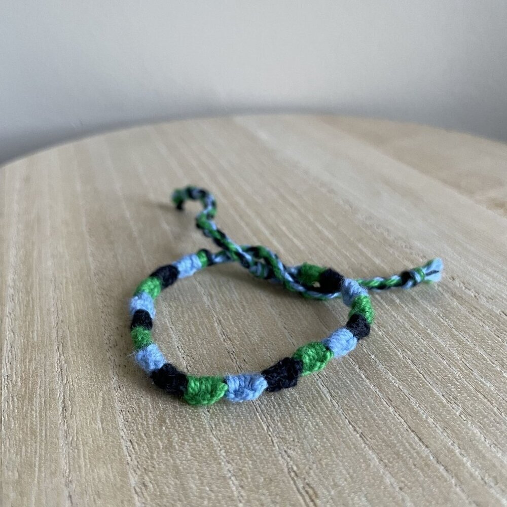 Malia Woven Friendship Bracelet Adjustable Blue Green Black Women Cotton Tie